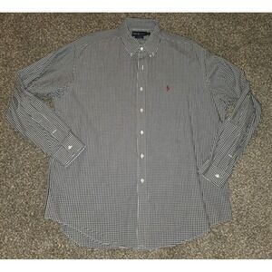 Ralph Lauren Blake Shirt Mens XL Black & White Checkered Button Down Red Pony